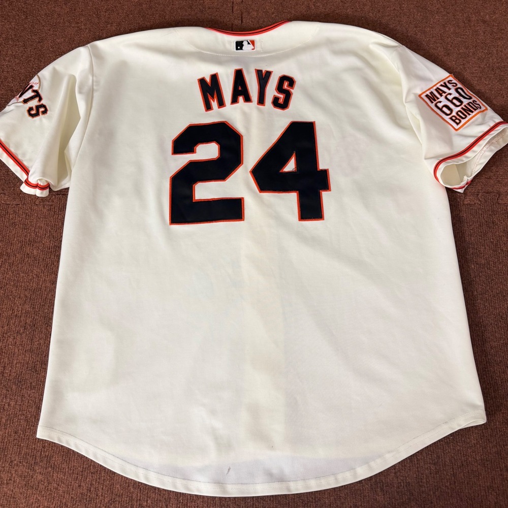 Vintage rare Mitchell & Ness SF Giants Jersey Mays 660 Bonds Patch Cream Size 60 - Picture 9 of 14
